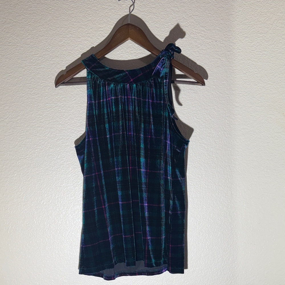 Charter Club Blue and Purple Plaid Tank Top